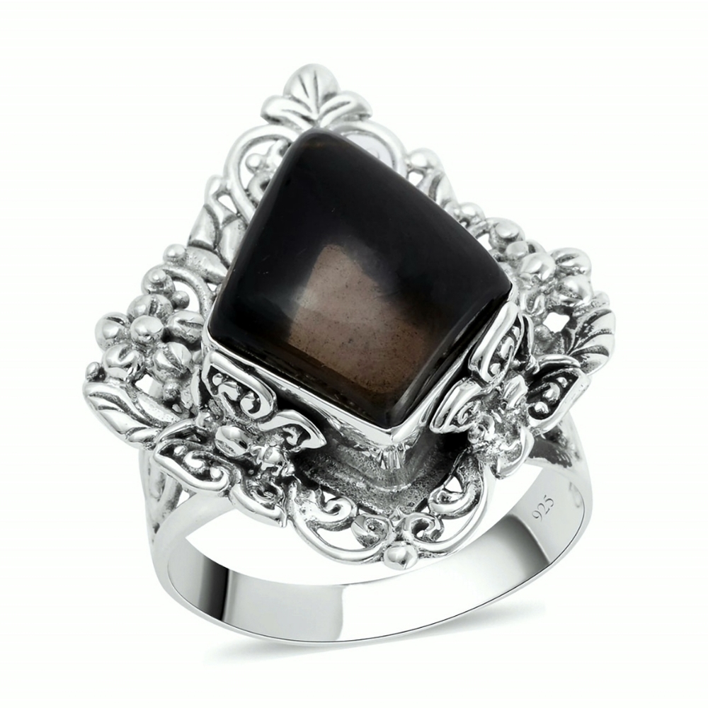 🔥SALE🔥NWT ARTISAN CRAFTED BRAZILIAN SMOKY QUARTZ STERLING SILVER RING SZ 7.0